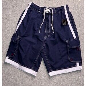 Cromer Resortwear Men’s Small Navy Cargo Swim Shorts 9” Inseam